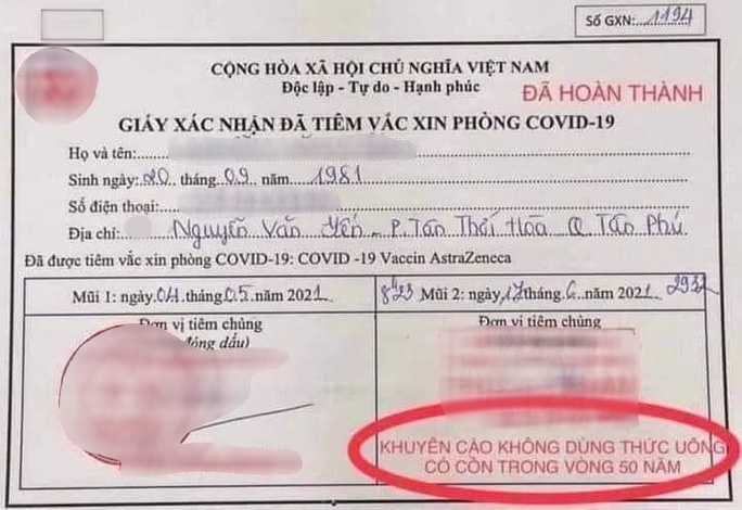 Thực hư Khuyến cáo không dùng thức uống có cồn trong 50 năm sau tiêm vắc-xin Covid-19 - Ảnh 1.