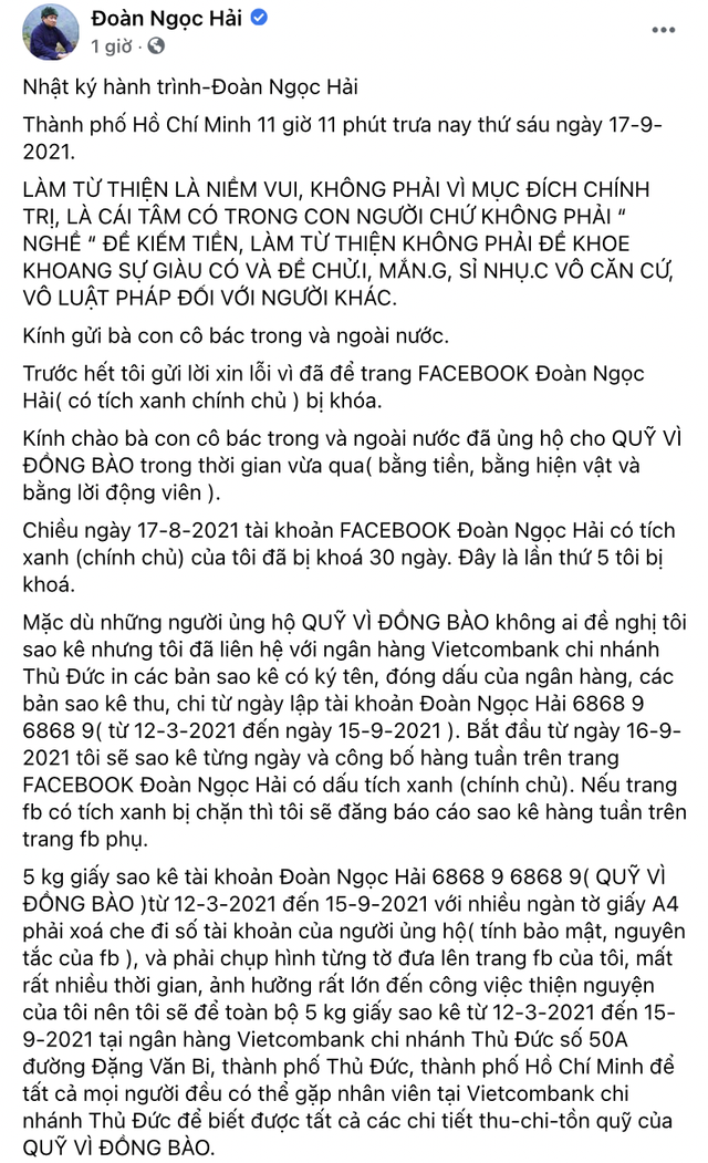 Ông Đoàn Ngọc Hải công khai 5kg giấy sao kê, khẳng định: ‘Làm từ thiện từ TÂM, không phải nghề để kiếm tiền, khoe khoang... - Ảnh 2.