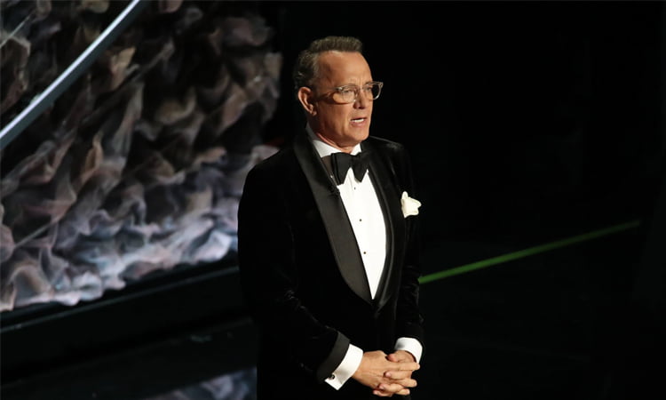 Tom Hanks tại lễ trao giải Quả Cầu Vàng hồi đầu năm. Ảnh: NY Times.