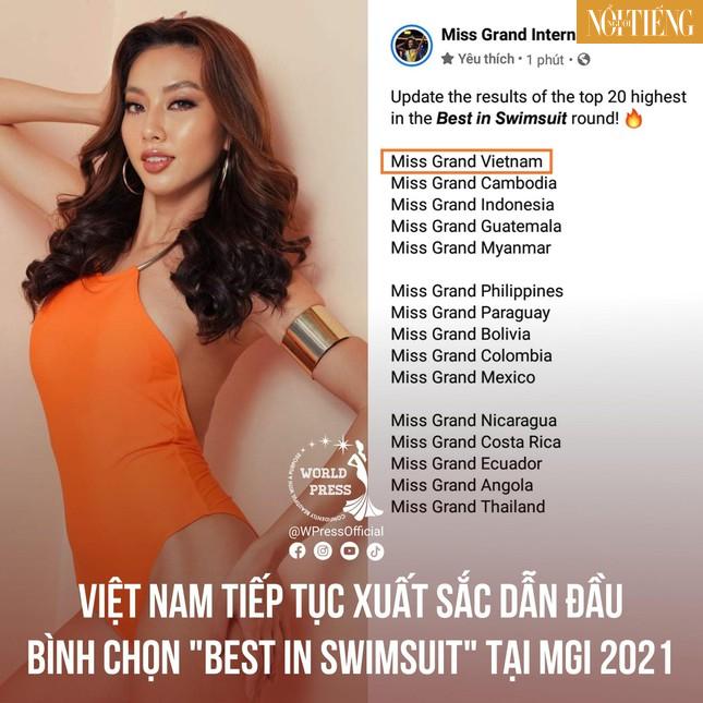 Bị ngộ độc, Thuỳ Tiên vẫn dẫn đầu cuộc bình chọn trình diễn áo tắm đẹp nhất ở Miss Grand 2021 ảnh 1
