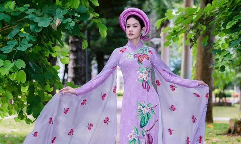 Nguyễn Bảo Ngọc hóa "nàng thơ đại ngàn" trong tuyệt tác áo dài của NTK Trung Beret