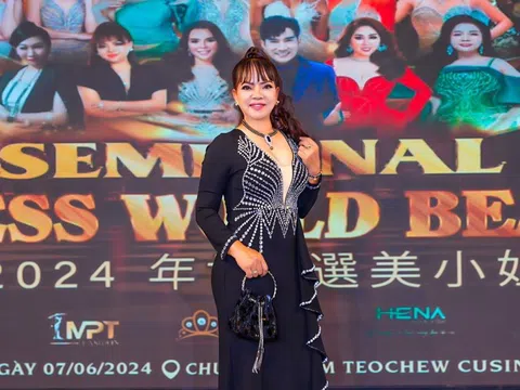 Nghệ nhân Hồ Thị Thanh Hương xuất hiện rạng ngời trong Đêm Bán Kết Ms Business World Beauty 2024 tại Singapore