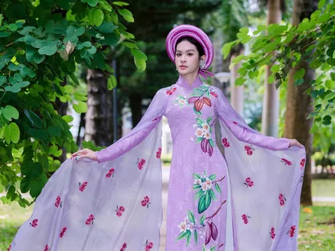 Nguyễn Bảo Ngọc hóa "nàng thơ đại ngàn" trong tuyệt tác áo dài của NTK Trung Beret